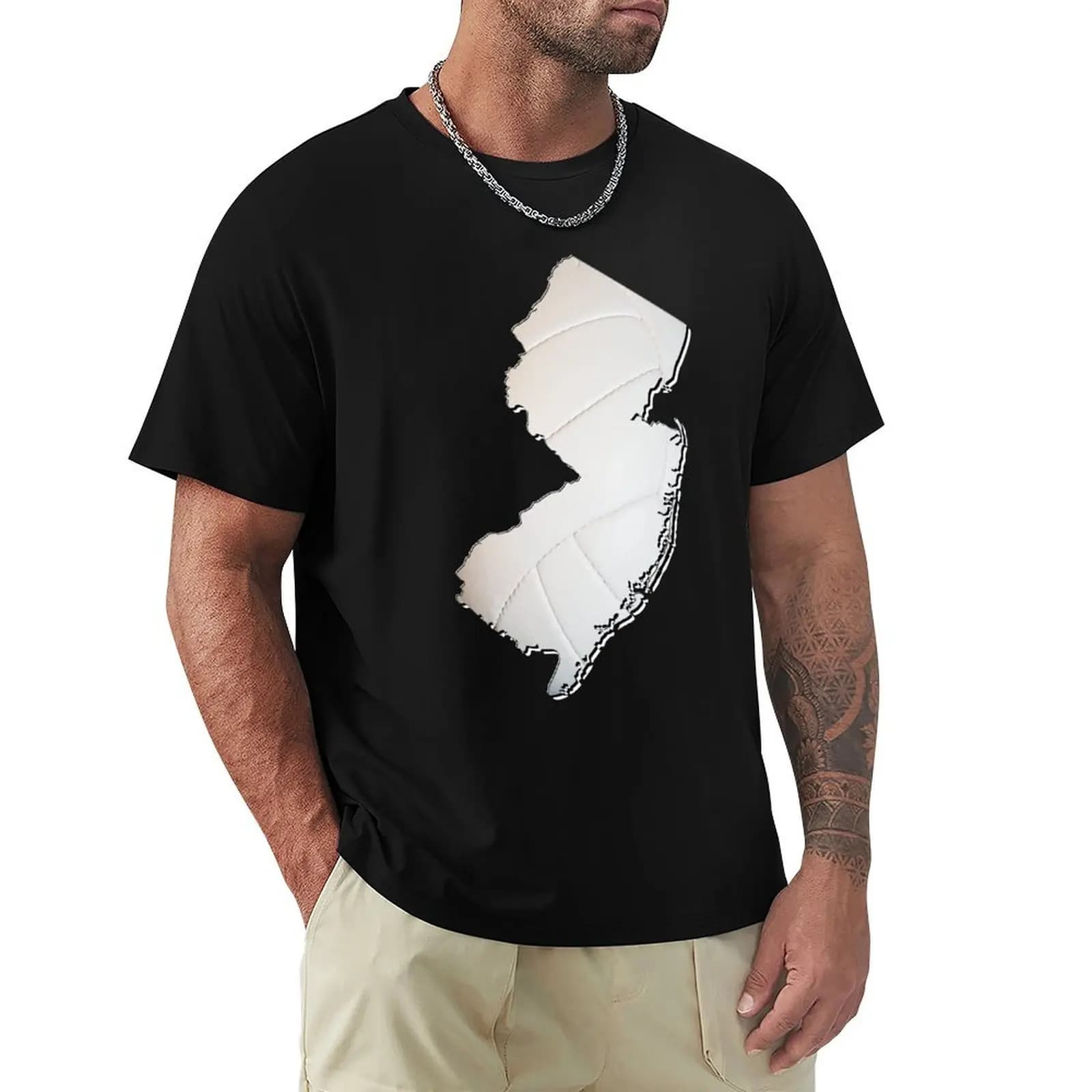 Mappa del New Jersey (USA) – T-shirt da pallavolo autentica Work Basic a maniche corte