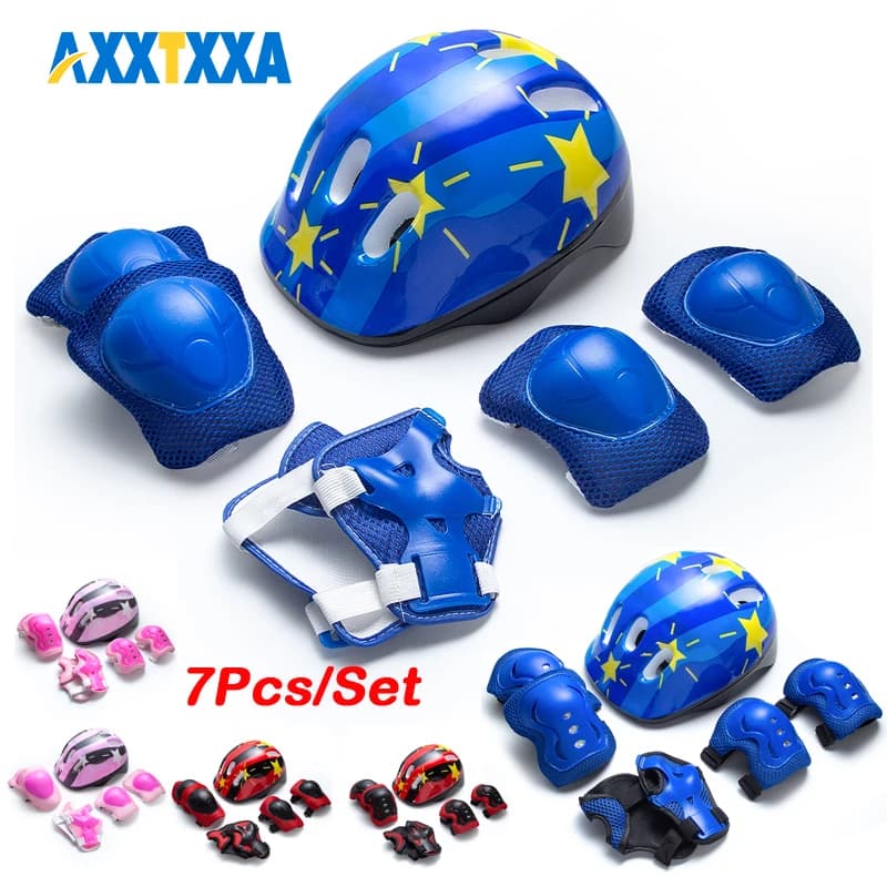 Adjustable Kids Helmet and Knee Pads Elbow Pads Wrist Guards Protective Gear Set for 3~15yrs Bike Roller Skating Cycling Scooter