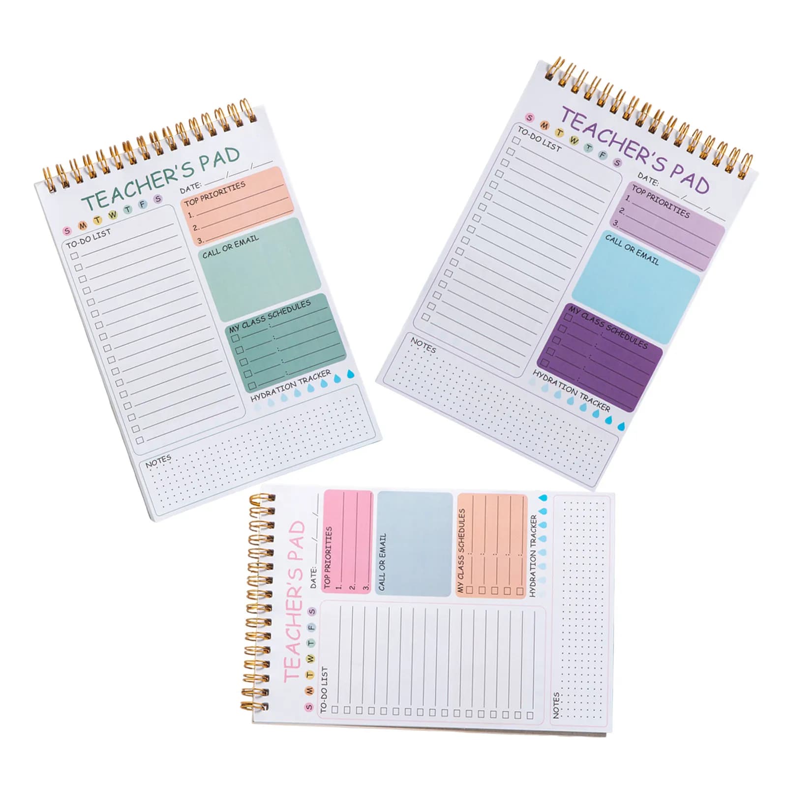 Set di 3 Agende per la Vita Quotidiana, Pianificatore di Compiti Giornalieri, Diario per Obiettivi, Quaderno Organizzatore per Lavoro e Vita, Agenda Mensile e Settimanale