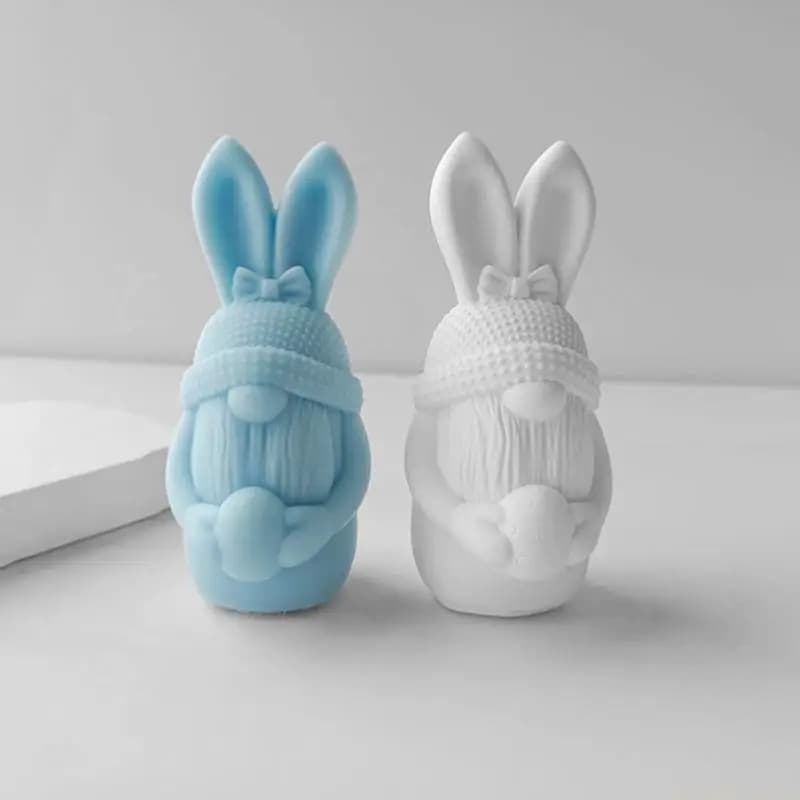 D46E Stampo per uomo anziano con barba Natale Simpatico coniglio pasquale Candela Stampo in silicone Design per per