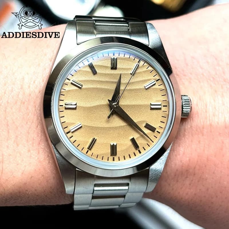 ADDIESDIVE Men Watch AD2030 No Logo 36mm Quartz Watch VH31 Diving 100m Waterproof Stainless Steel Domed Glass Hot Sale Watch
