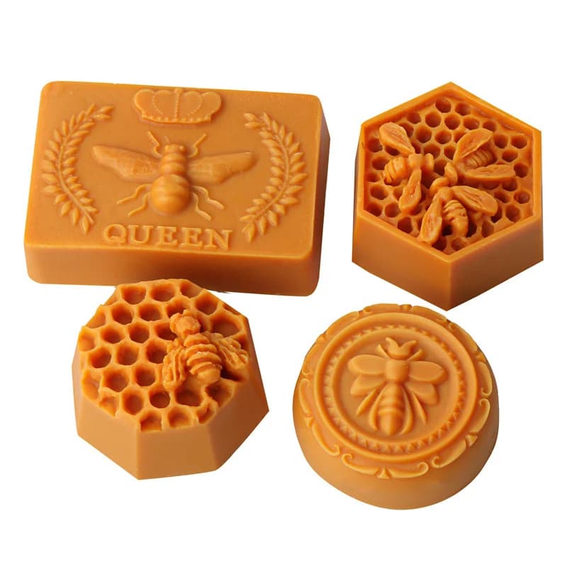 Stampi per candele a nido d'ape con ape volante 3D Stampi per sapone a forma di alveare esagonale artigianale in silicone fai-da-te per la produzione di candele