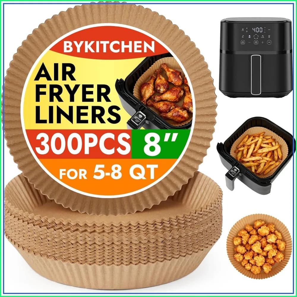 300PCS Disposable Air Fryer Liners, 8 Inch Round Parchment Paper for 5-8QT Airfryer, Nonstick & Heat-Resistant