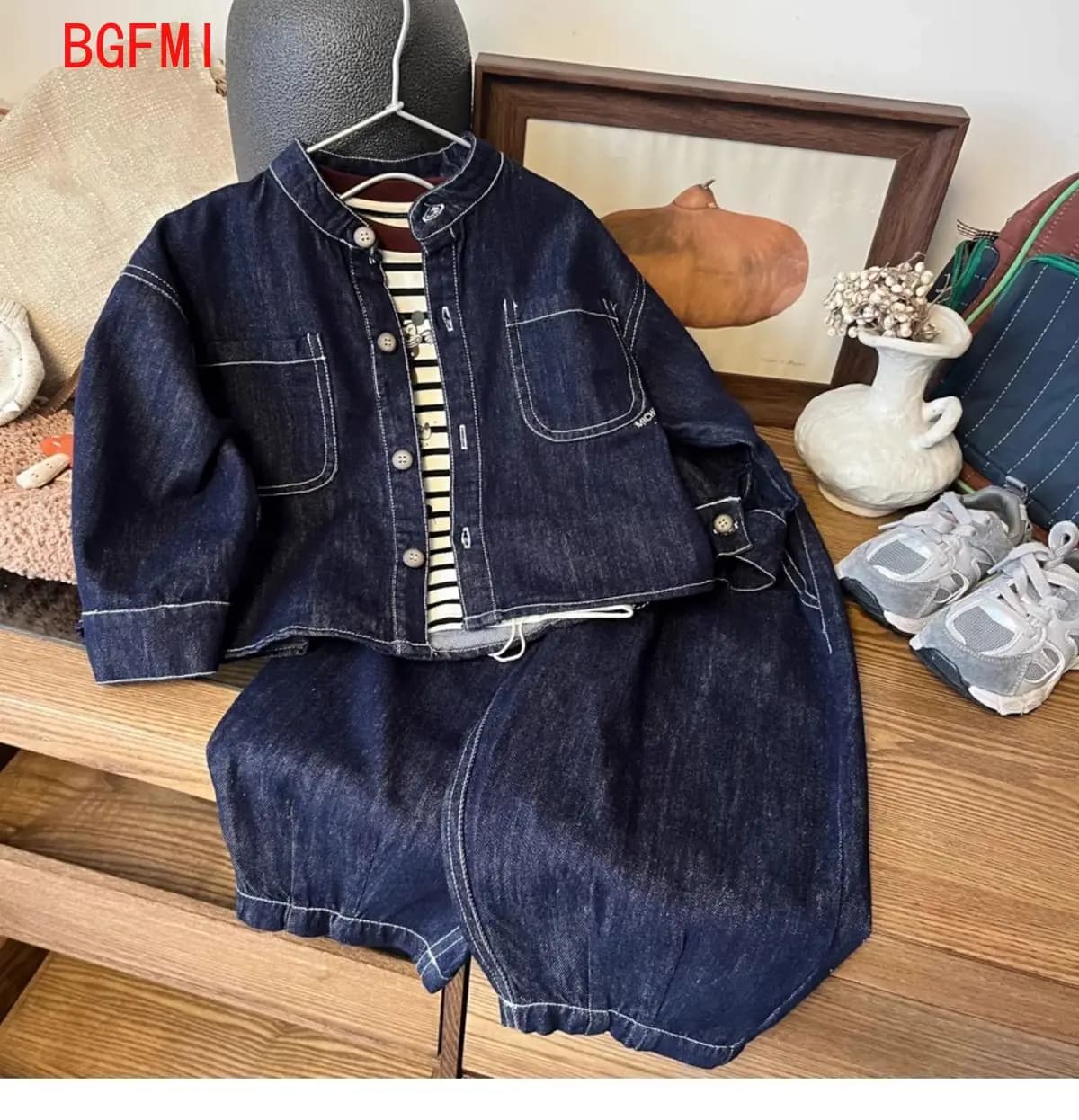 Coreano Primavera Autunno Sibling Costume Giacca di jeans allentata per bambini Jeans Vestito Ragazzi Ragazze Manica lunga Top e fondo Set da 2 pezzi