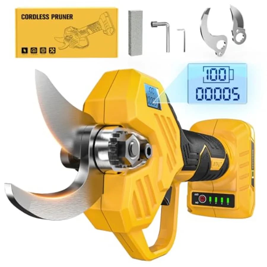 Forbici Elettriche per Potatura Compatibili con Batteria 20V, Diametro Massimo di Taglio 0,8-2 Pollici, Potatore Elettrico con Display LCD e Impugnatura