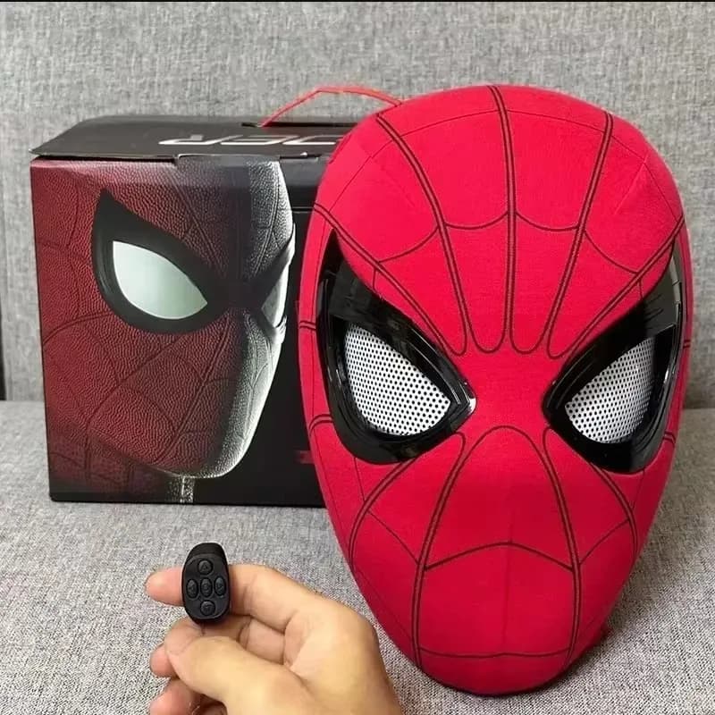 Spiderman Mascara Headgear Mask Cosplay Moving Eyes Electronic Mask Spider Man 1:1 Remote Control Elastic Toys Adults Kids Gift