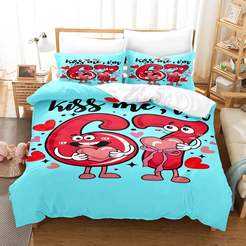 Set di Biancheria da Letto con Stampa 3D Cultura POP Blu 67, Stile Moderno, Copripiumino Morbido, Misure King Queen Twin, Regalo di Compleanno per Arredamento Camera da Letto