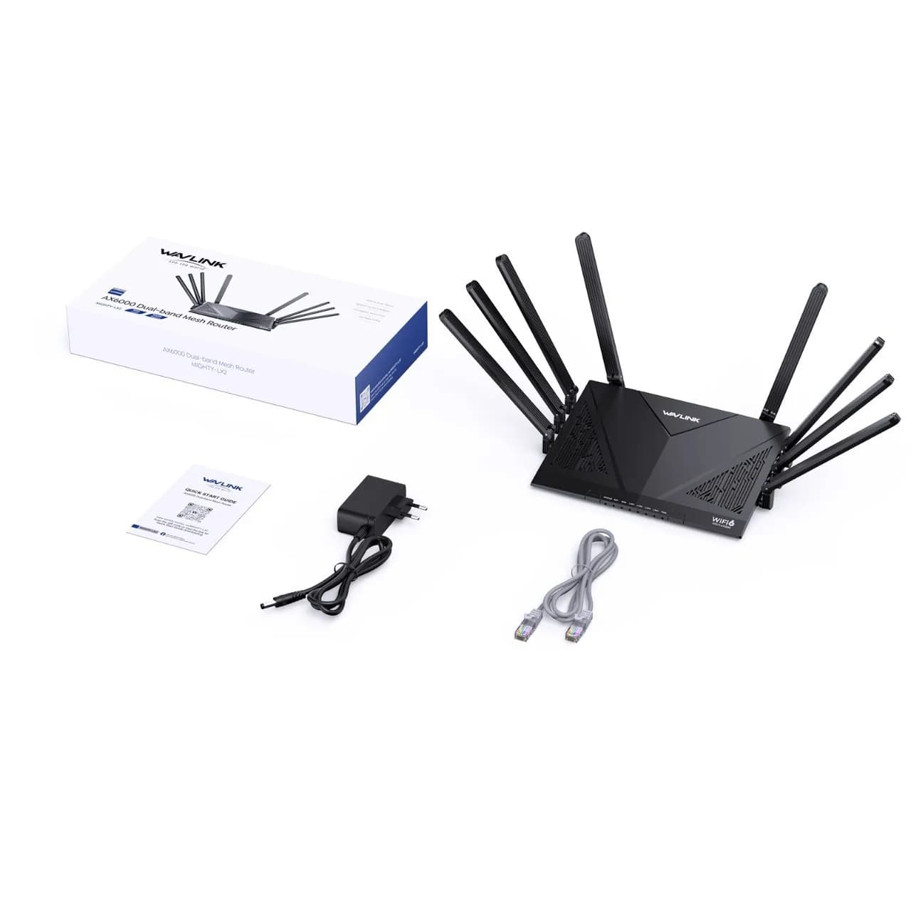 Router WAVLINK WiFi 6 Gigabit AX6000 Router mesh wireless dual-band 5GHz 2,4GHz 2500Mbps WAN/LAN con antenne ad alto guadagno 8x5dBi