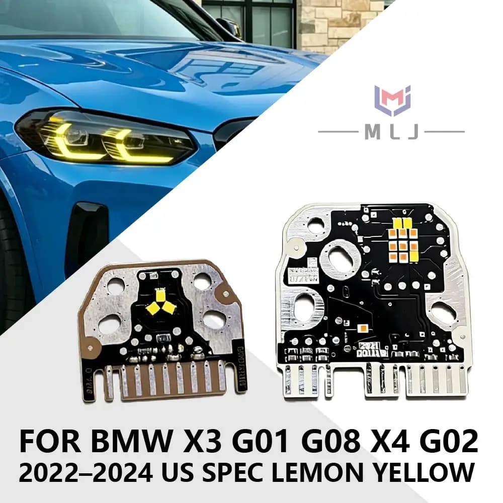 Pannello Luminoso LED Angel Eyes DRL Giallo Limone, Ricambio Fari per BMW X3 X3M G01 X4 X4M G02 2022-2023 Versione USA