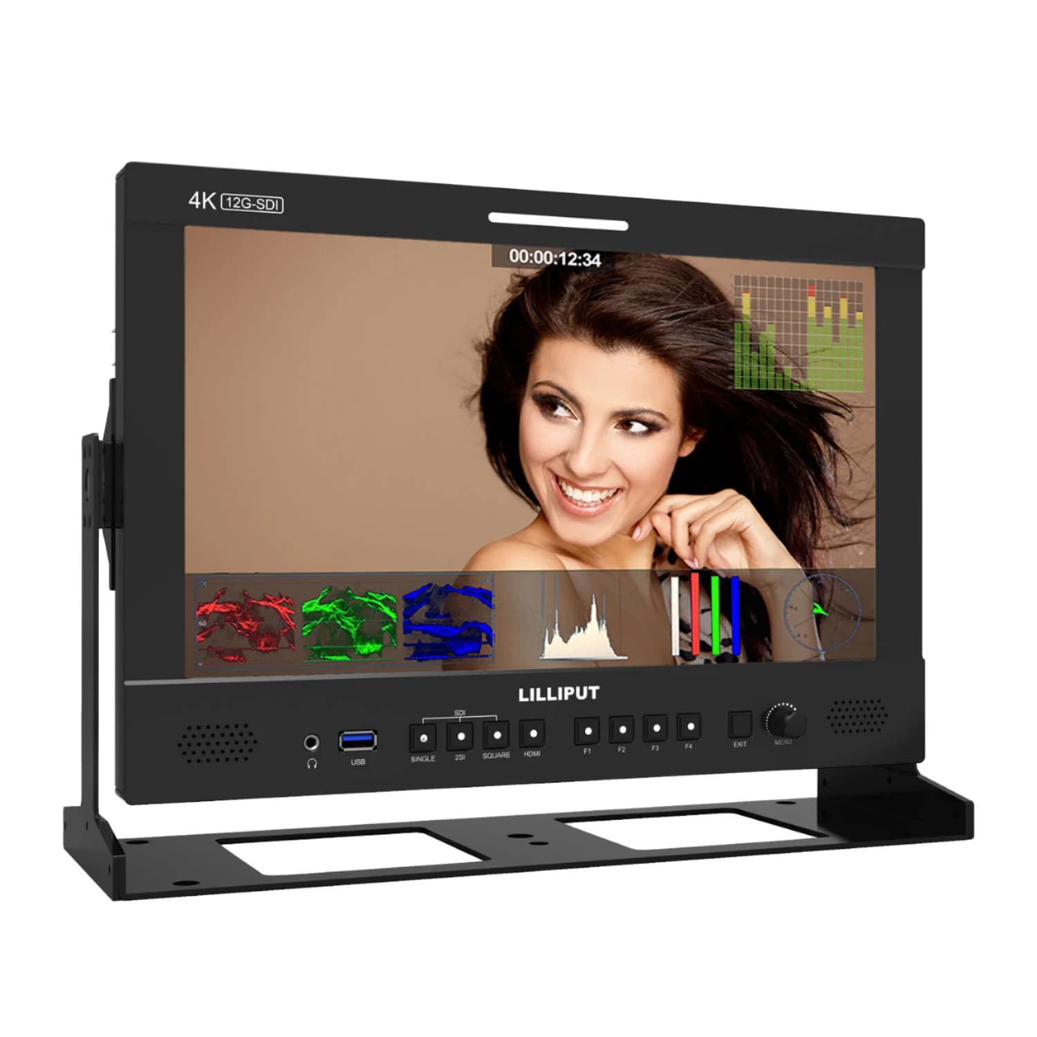 New 13.3" 4K 12G SDI IPS HDR Fiber Optic Studio Broadcast Monitor Built-in Speaker Supports V-lock Battery Light Stand