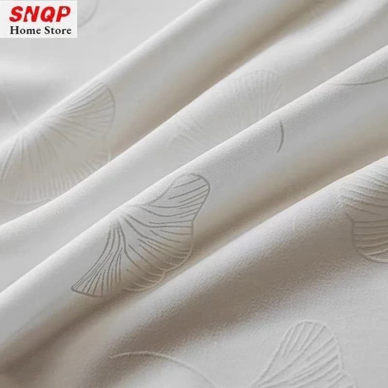 White tulle curtains with silver embossed leaves custom made for living room, dining room, bedroom window, modern and stylish furniture