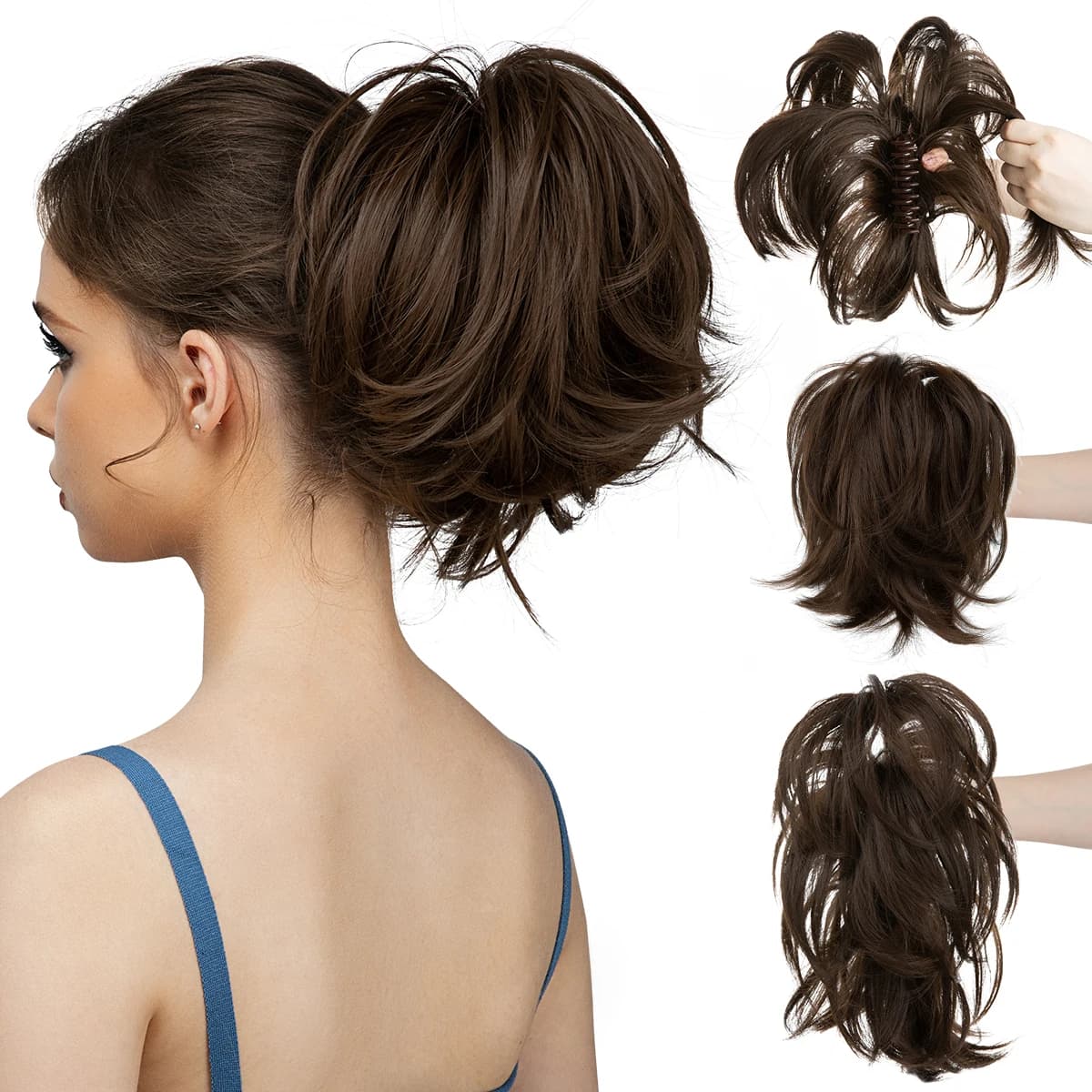 Premium synthetic claw clip in the extension of the tail Daliy Hairpiece Hair Bun blond hair fake fake braid for women P025