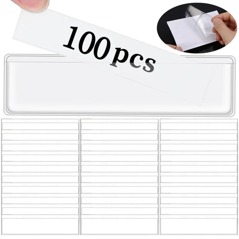 100/4 pezzi buste per schede autoadesive porta etichette in PVC trasparente con apertura superiore per accessori per l'organizzazione della casa, l'ufficio, la scuola