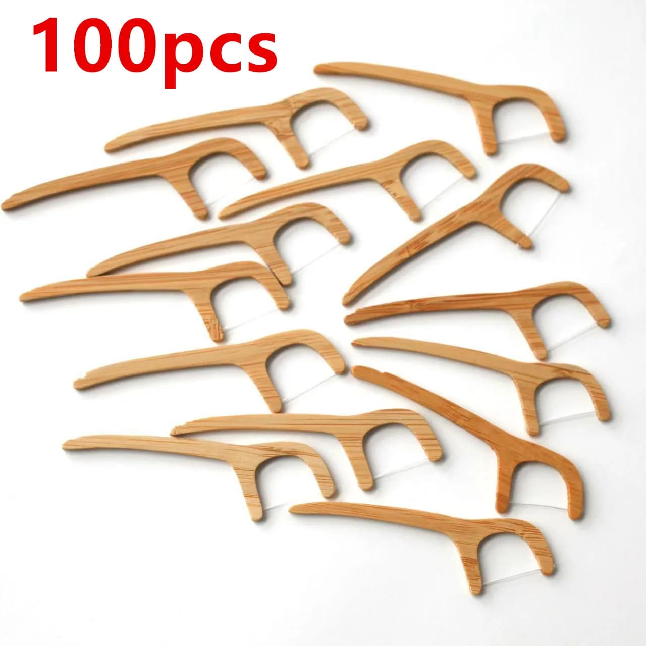 100 pcs Bamboo Dental Floss Picks Natural Dental Flosser Vegan, Eco Friendly Bamboo Charcoal Dental Teeth Stick for Oral Care