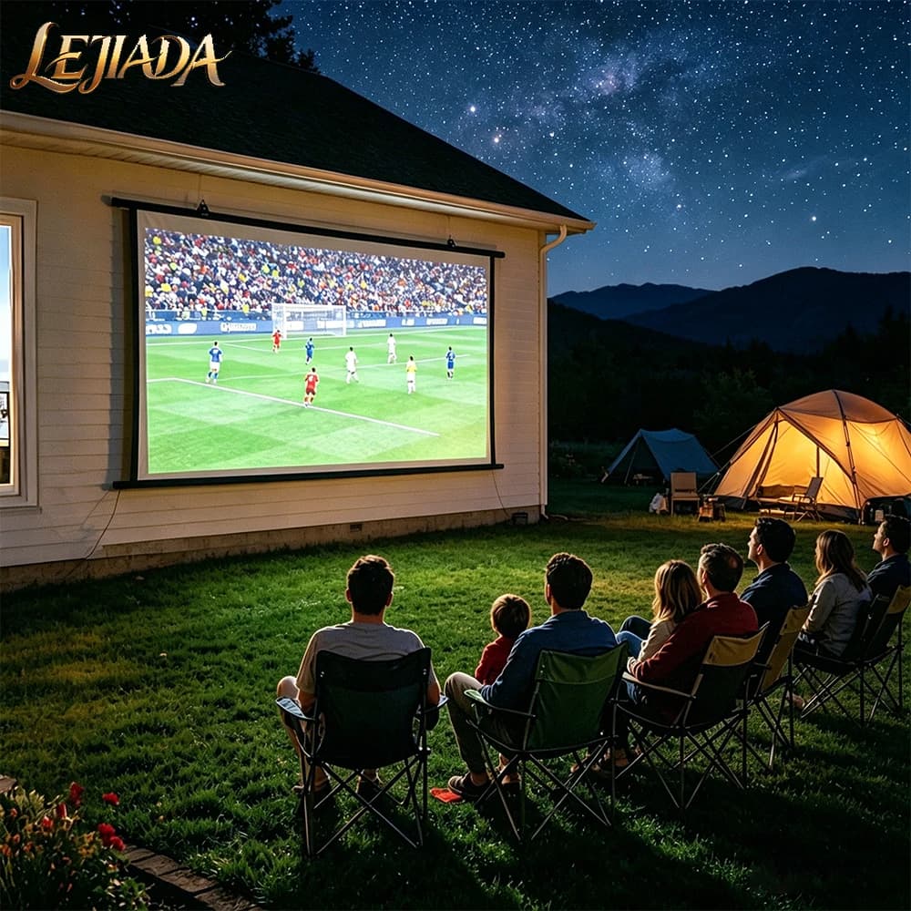 LEJIADA 16:9 Wall Mounted White Wrinkle-Free Projector Screen Milk Silk 160 ° Viewing Angle Home Theater Outdoor 60/84/100 inch