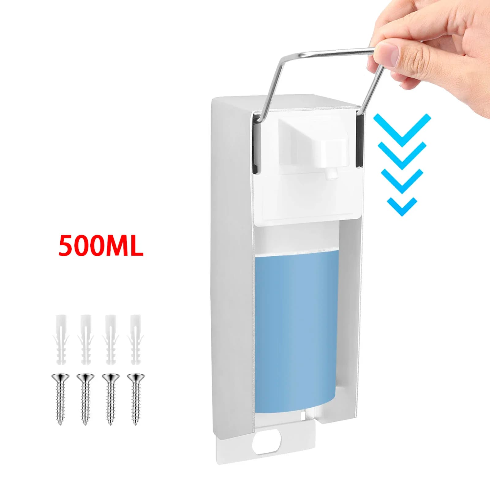 Dispenser di Sapone da Parete 500ml in Alluminio per Bagno, Dispenser di Shampoo e Gel Doccia, Bottiglia Contenitore per Toilette e Cucina