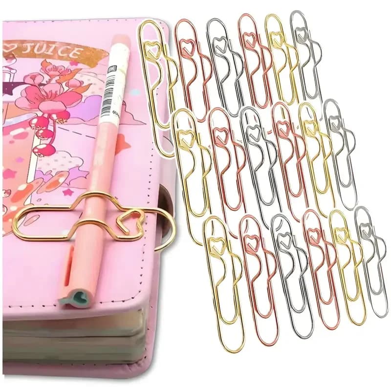 10 Pezzi Fermacarte a Forma di Cuore, Segnalibri Creativi, Clip in Metallo per Penne, per Diari, Agende e Forniture da Ufficio
