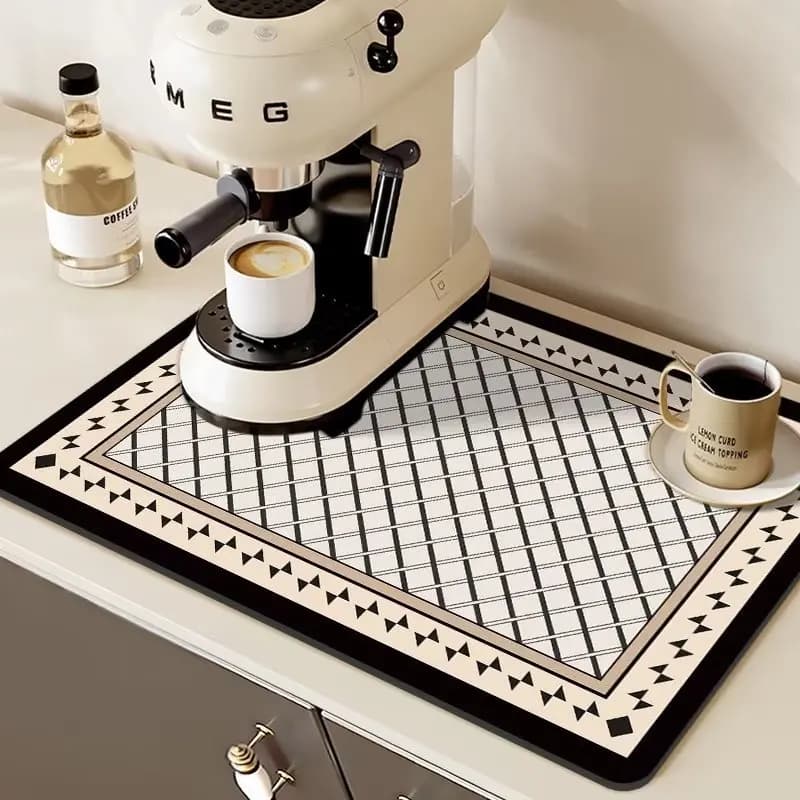 Tappetino per macchina da caffè retrò Tappetino di scarico da cucina Tappetini antiscivolo per asciugare i piatti Stoviglie ad asciugatura rapida Tovaglietta per rubinetto Stoviglie lavabili