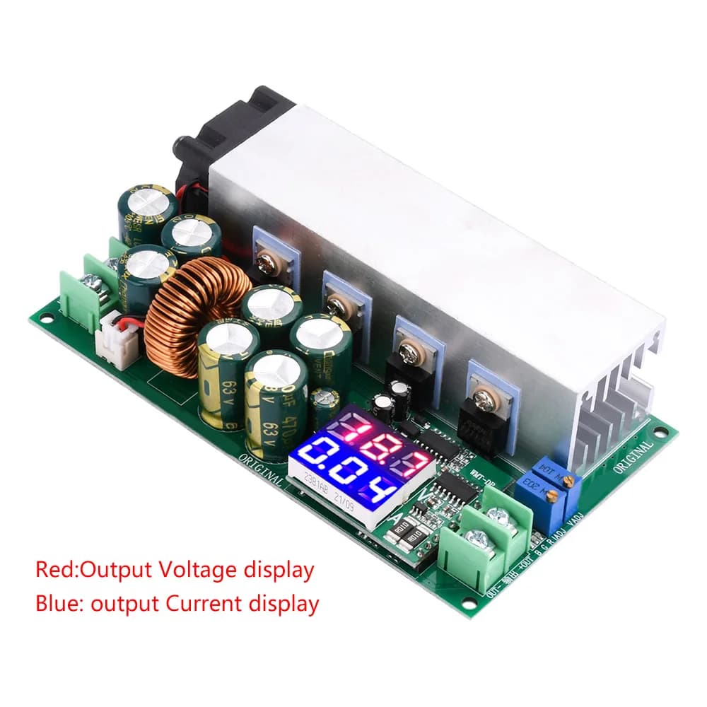 Modulo di alimentazione step-down regolabile DC-DC ad alta potenza da 600 W con ventola Convertitore buck da 12 V-80 V a 2,5 V-50 V Corrente costante 25 A