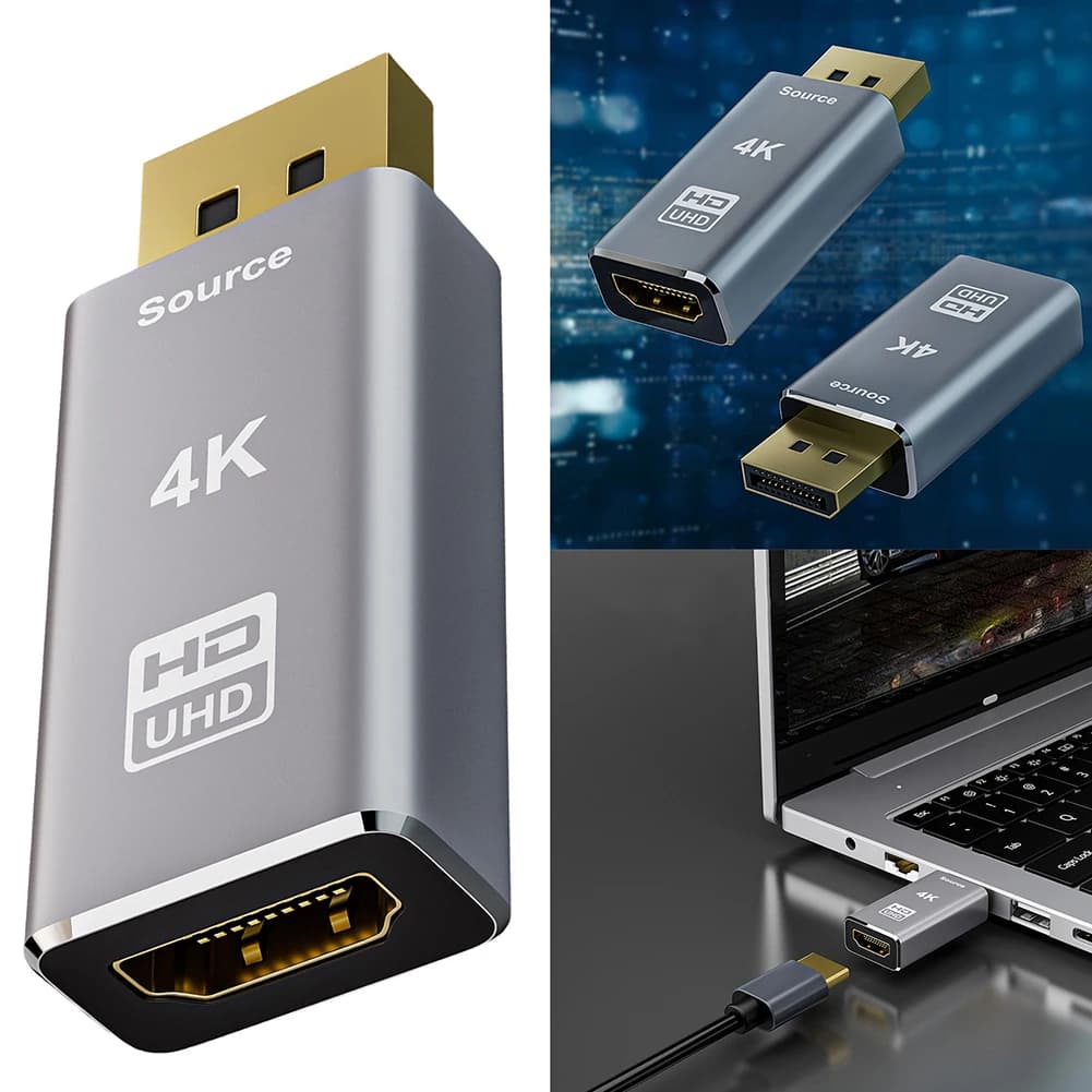 Connettore Display Port a HDMI compatibile 4K da 30 Gbps, adattatore Display Port a HDMI compatibile per Lenovo Dell HP