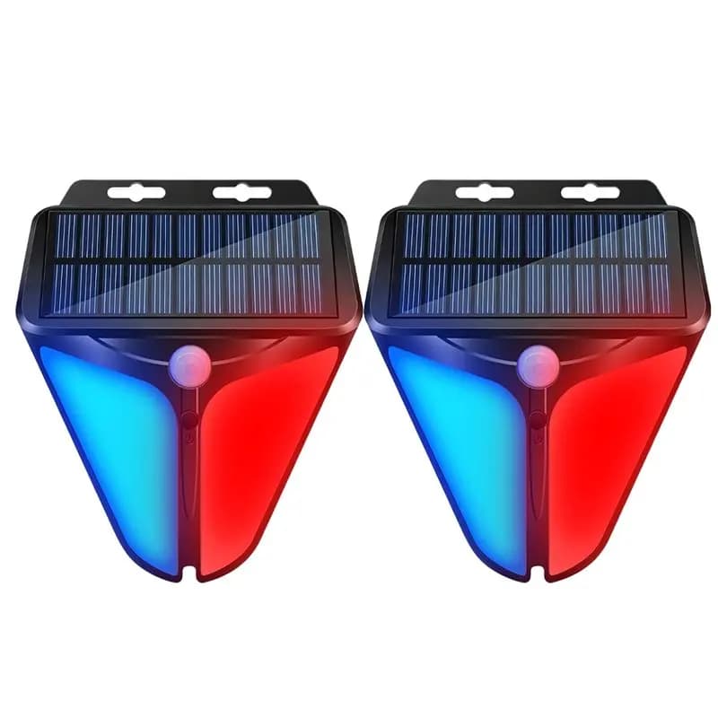 A24U Solar Powered Strobe Warning Light With 90DB Sound Alarm, IP65 Waterproof Motion Sensor For Outdoor Security