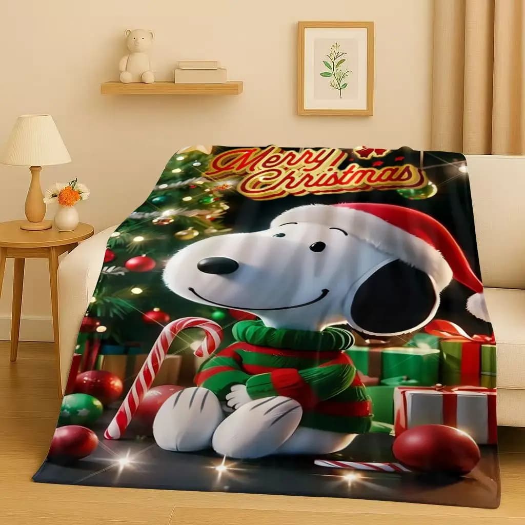 MINISO Snoopy Peanuts Cartoon Regalo di Natale Coperta di flanella, Peluche ultra morbido per la casa Camera da letto Letto Copridivano Picnic per bambini