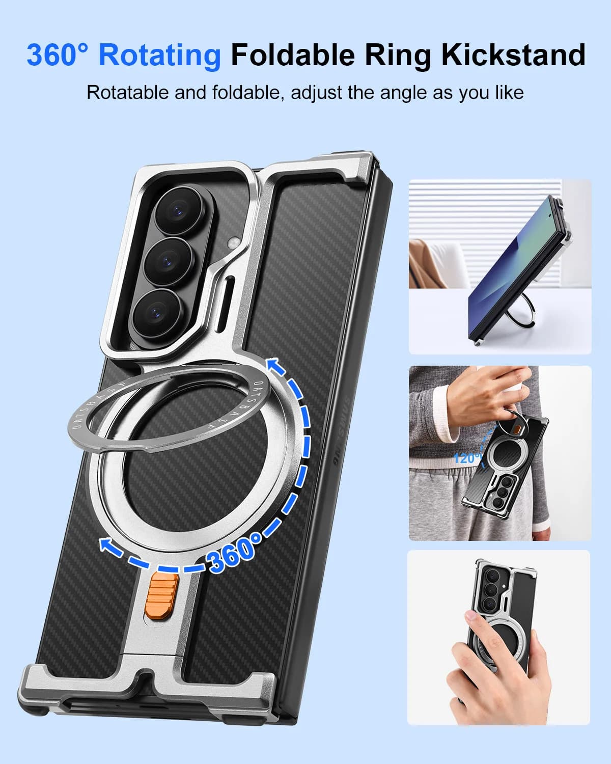 Oatsbasf Slim Bare Feel phone case for Samsung Galaxy Z TriFold, frameless metal magnetic cover with 360° protection