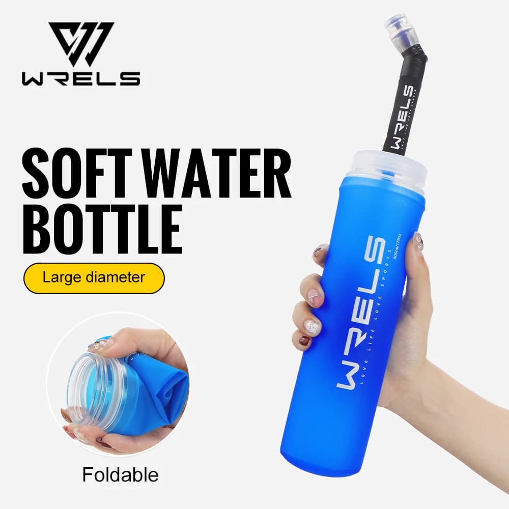Borraccia Idratazione per Corsa all'Aperto WRELS, Borraccia Sportiva Pieghevole in TPU Senza BPA per Ciclismo, Tazza d'Acqua Portatile