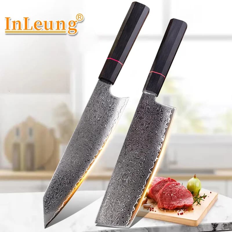 Professional knife of Damascus Mannaia to slice meat Fruit Fish BBQ Knife to bone G10 Handle Damascus steel kitchen knives Chef knife