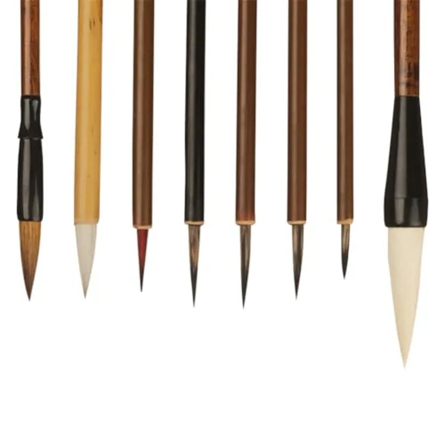 8 Pcs Chinese Calligraphy Brush Set Japanese Ink Painting Brushes Chinese Drawing Brushes Mixed Size Paint Brushes for Writing