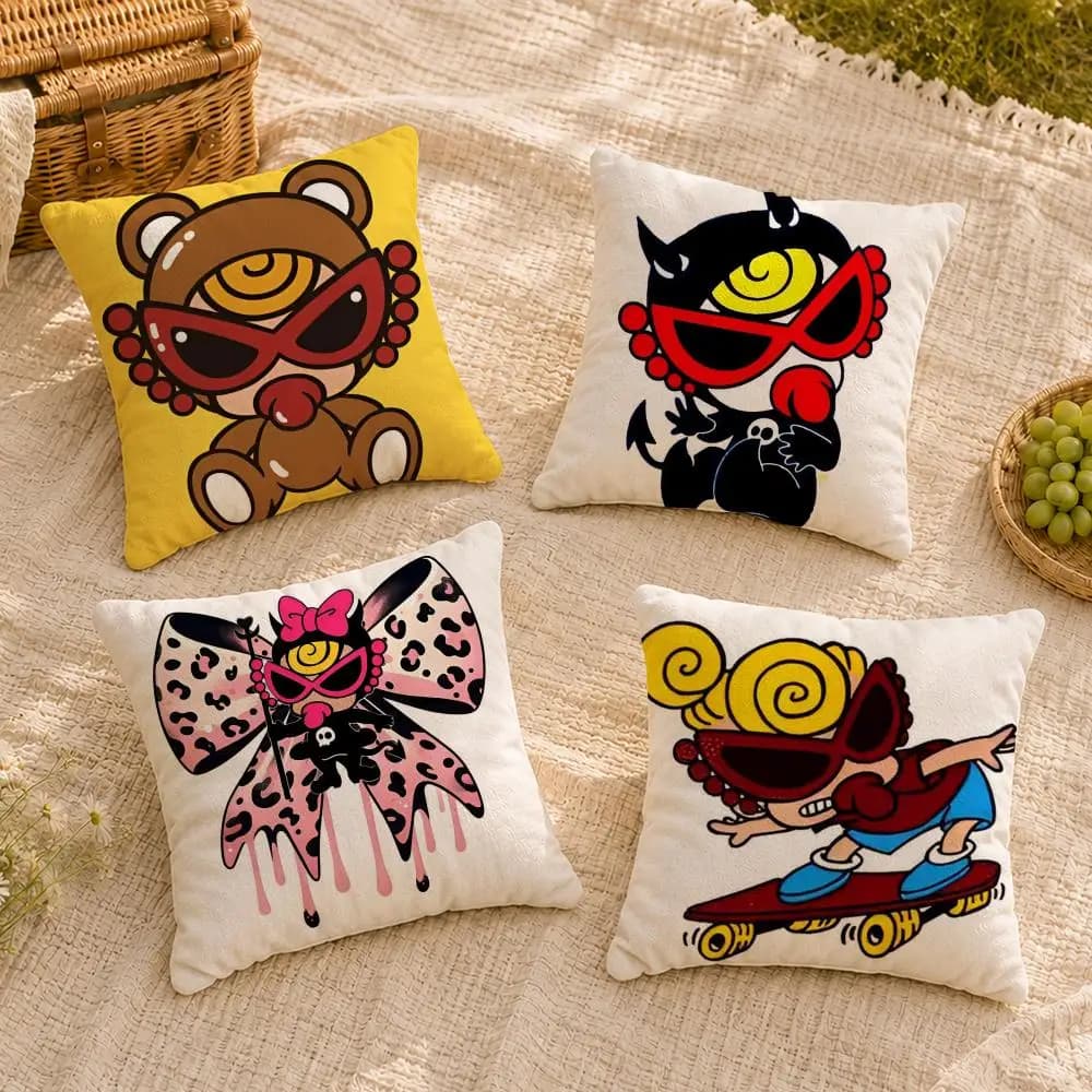 brand H-Hysteric M-Mini Cushion Cover Soft Short Plush Throw Pillow Cover Washable Skin Friendly Sofa Living Room Decor