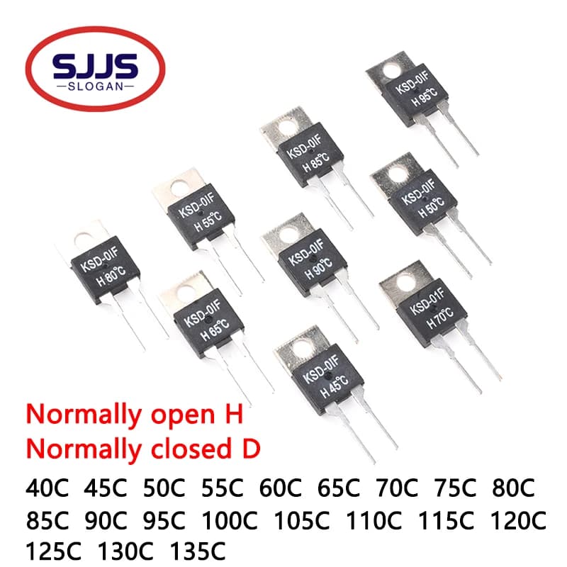 KSD-01F JUC-31F Interruttore termico Sensore di temperatura Termostato40/50/60/70/80/90/100 DegC NC Normalmente chiuso NO Normalmente aperto 1.5A