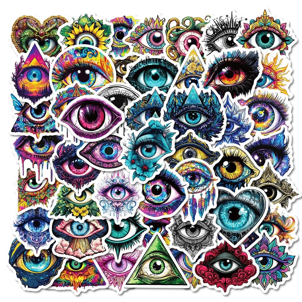 10/30/50pcs Cool Gothic Eye Graffiti Stickers Decals DIY Skateboard Laptop Motorcycle Suitcase Waterproof Scrapbooking Sticker