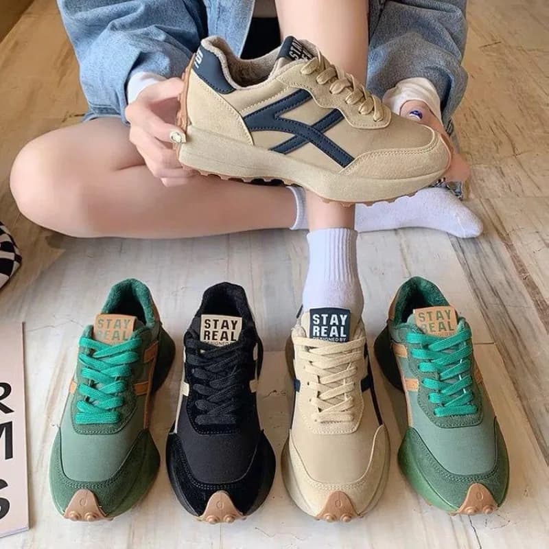 Scarpe con plateau di lusso Nuovo tempo libero antiscivolo Verde da corsa Scarpe firmate Scarpe sportive da donna in pelle Scarpe da ginnastica alla moda