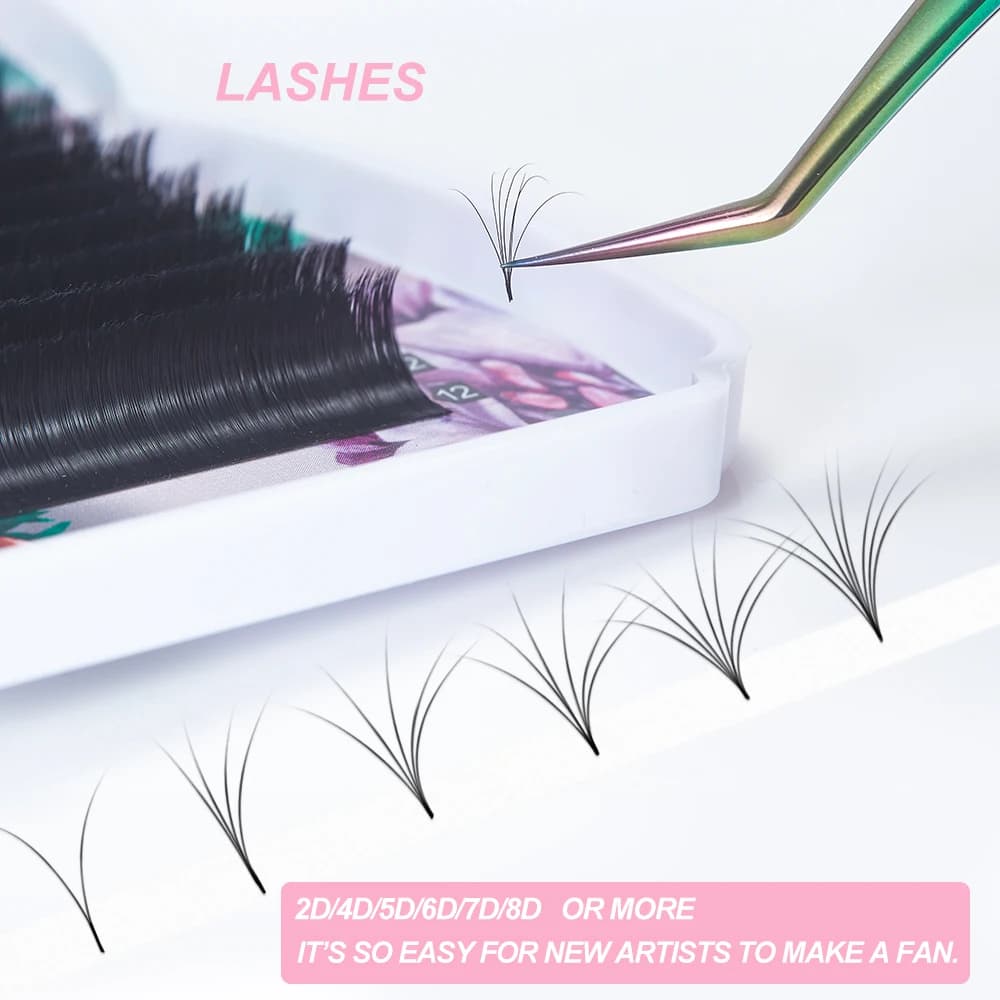Yelix Standard Easy Fan Eyelashes Extensions easy waving lashes Soft fake cils Volume Russian natural mink eyelashes Individual