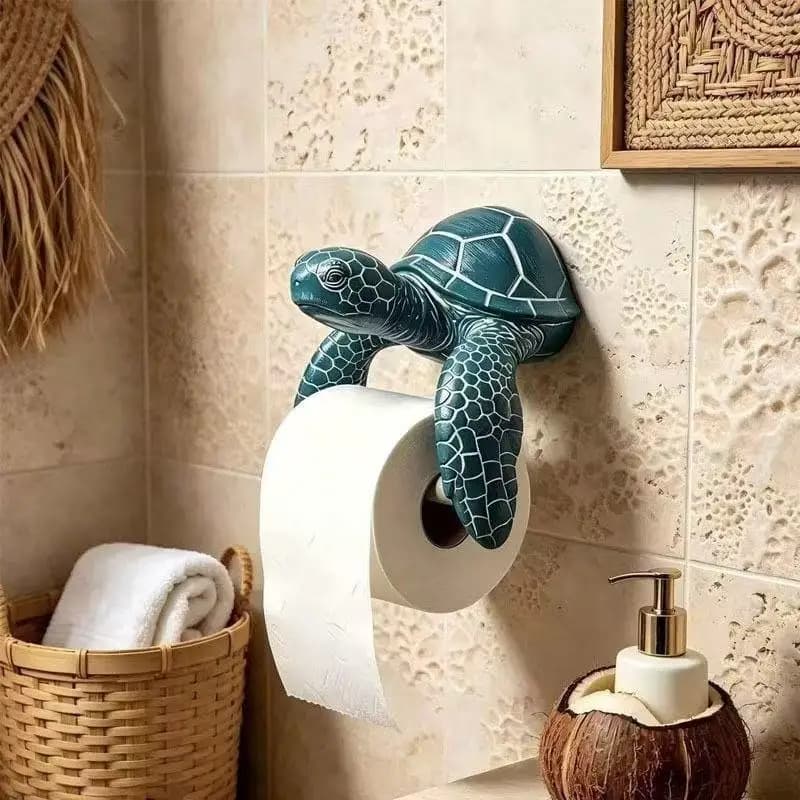 Cute Cartoon Sea Turtle Toilet Paper Holder Funny Novelty Adhesive Bathroom Tissue Roll Holder for Home Decor Gift