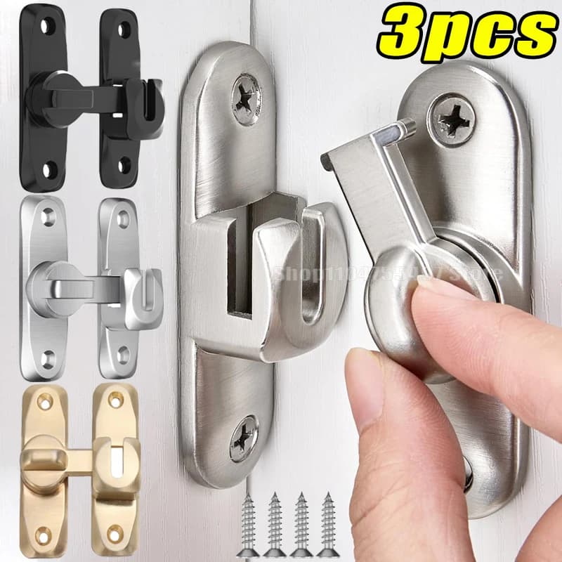 Serrature per Porte in Lega di Zinco, Chiusura a 90/180 Gradi, Serratura di Sicurezza per Porte Scorrevoli, Chiusura per Piccoli Cancelli, Ferramenta Antifurto