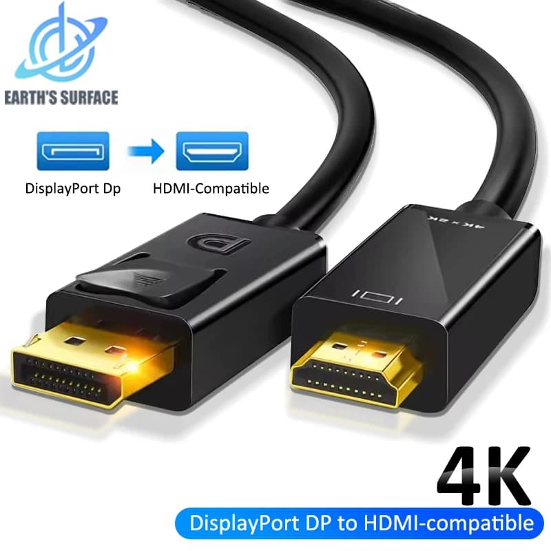 Video Audio Converter Adapter compatible with DisplayPort to HDMI 4K 2K Display Port DP Cable for Laptop TV Projector Monitor PC PS3