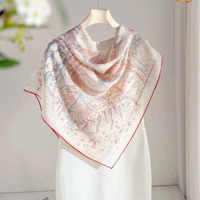 Elegant Women Neck Tie Long Silk Scarf Lace Trim 100% Mulberry Silk Fashion All Match Soft Daily Decorative Neckerchief Shawl