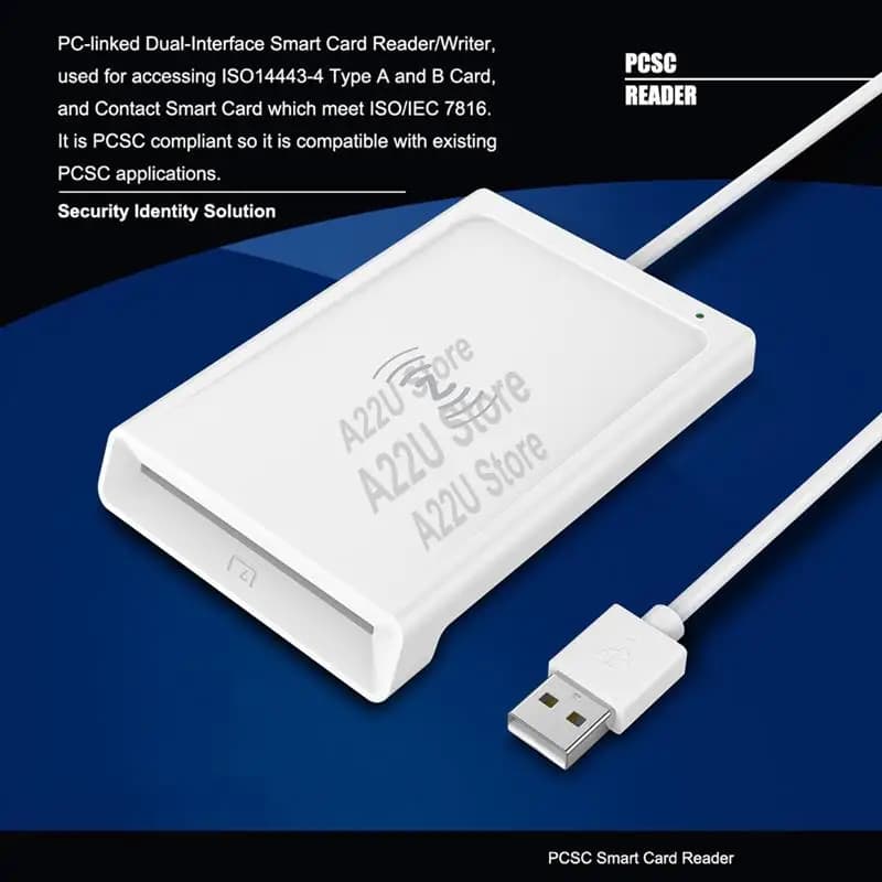 Lettore di smart card 2 in 1 con contatto a caldo + NFC Lettore/scrittore di smart card a doppia interfaccia collegato al PC Lettore di smart card PCSC a contatto