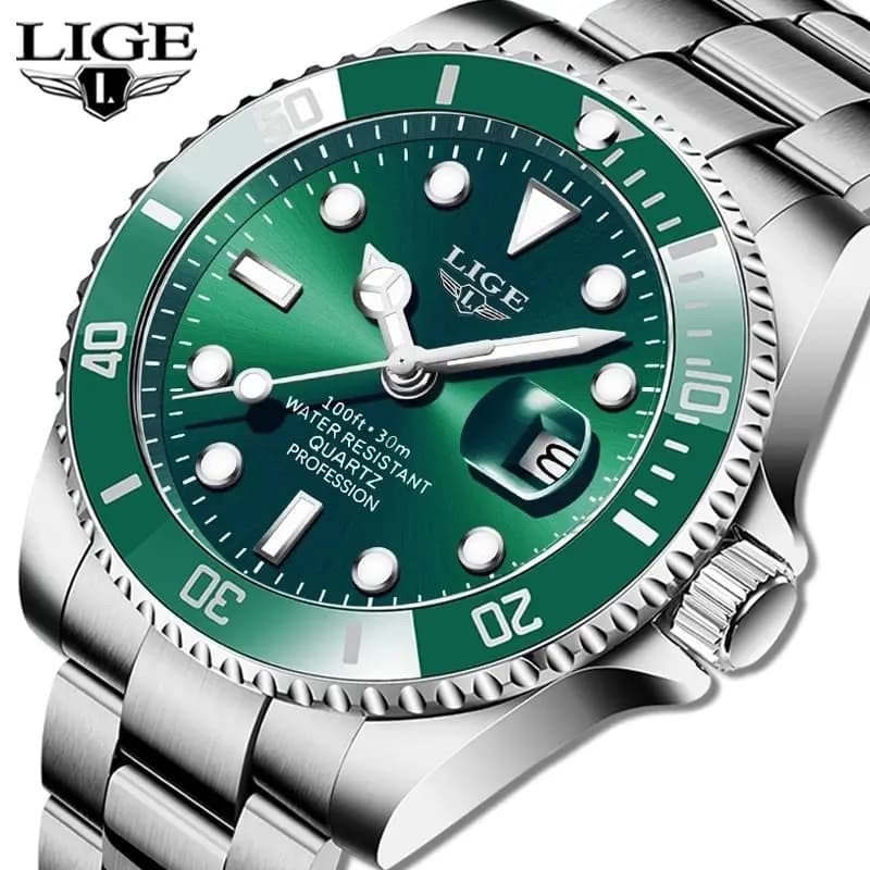 LIGE Top Brand Luxury Diver Men's Watch 30ATM Waterproof Date Watch Sport Watches Mens Watch Polso Al Quarzo Relogio Masculino