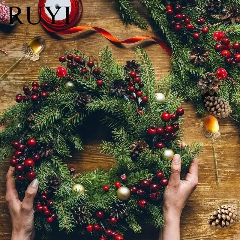 5 pezzi di Natale artificiale neve rami di pino albero di Natale ghirlanda di piante di cedro ornamenti casa confezione regalo di capodanno decorazione forniture