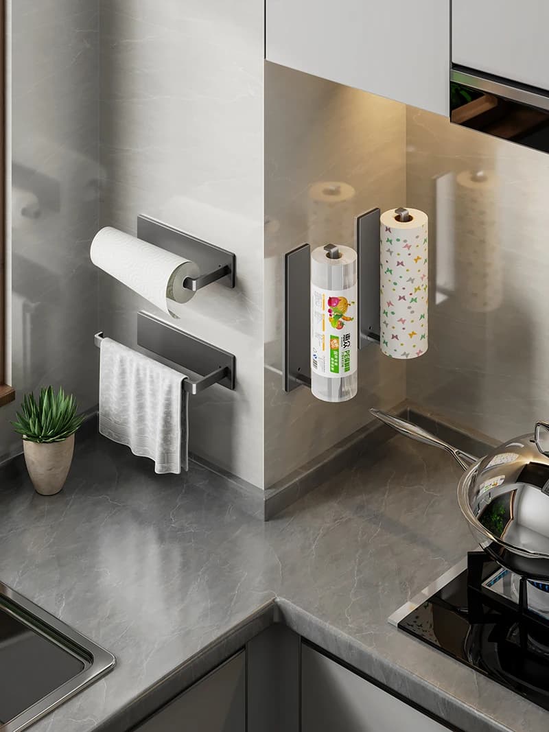 Porta asciugamani di carta in acciaio inossidabile Porta carta igienica da cucina Porta rotolo di carta Accessori per WC da cucina autoadesivi