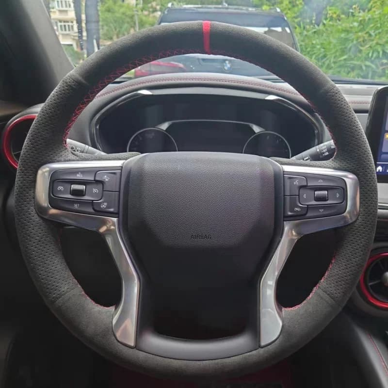 Coprivolante per auto in pelle scamosciata per Chevrolet Blazer 2019-2022 Silverado 3500HD Copri maniglia Accessori interni per auto