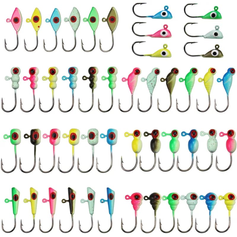 12 pcs Ami Fishing Heads Jig Crappie Persico Panfish GLOW Mask Fishing bait Ice Hook Markets Glow In The Dark Supplies For Fishing