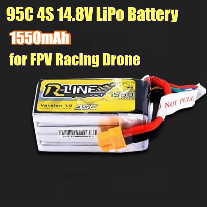 LiPo Battery 1550mAh 95C 4S 14.8V for FPV Racing drones, High Performance Battery Pack, Ultra-Light Design and Quick Charging
