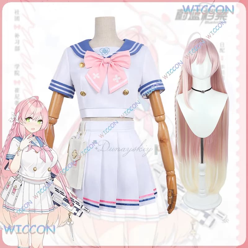 Youkoo Urawa Hanako Costume Cosplay Gioco Blu Archivio JK Parrucca rosa marinaio Bowknot Copricapo Abiti da festa di Halloween Ragazza Donna