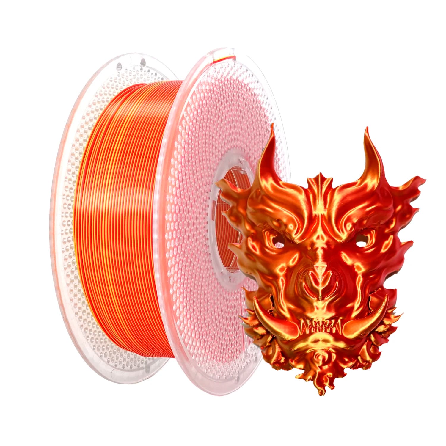 Filamento PLA 3D Seta 1KG Oro Rosso Arancione 1.75mm per Stampante 3D, Bobina da 2.2 LBS, Materiale per Stampa 3D Lucido Effetto Seta