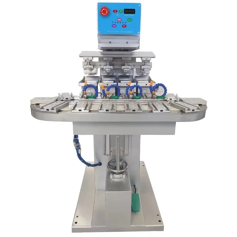 Stampante tampografica pneumatica semiautomatica a 4 colori competitiva, nuova per plastica, profumi, bottiglie di vino, bicchieri e tappi