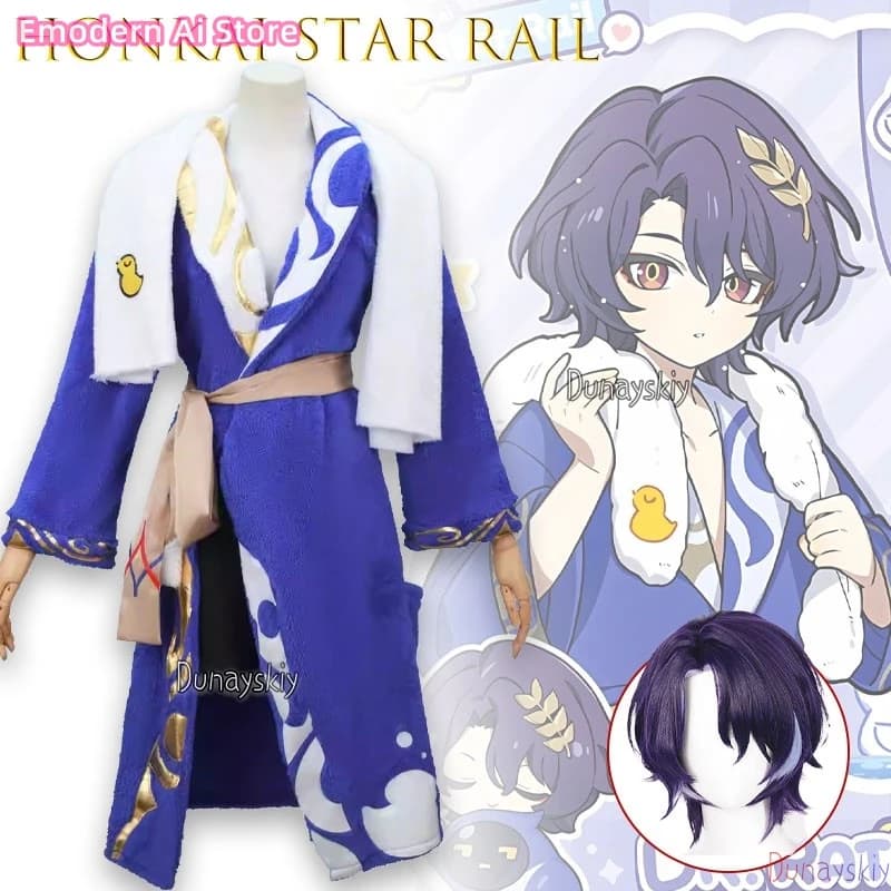 Honkai Star Rail Dr. Ratio Accappatoio da Dormitorio per Ragazzi, Pigiama, Costume Cosplay, Set Completo, Abbigliamento Personaggio Anime per Convention e Palcoscenico